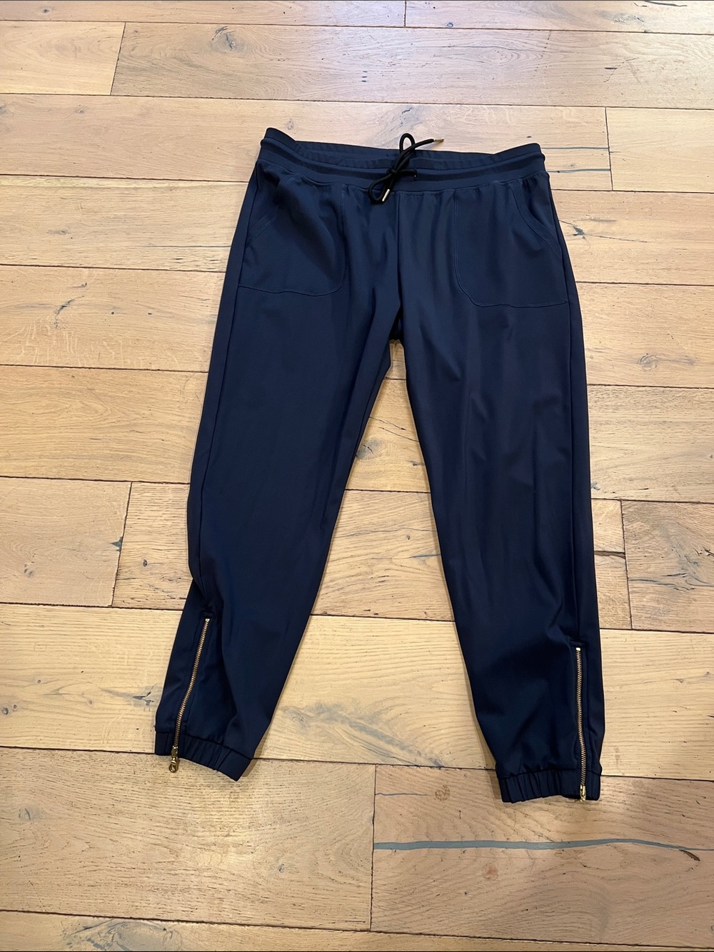 ZYIA Navy women’s Jogger Sweatpants with Ankle Zippers